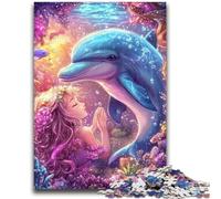 Puzzles for Adults And Teenagers Dolphin And Girl Teenager Jigsaw,Stress Reliever Difficult Challenge Unique Home Decor And Gifts (38x26cm)
