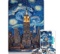 Puzzles for Adults And Teenagers Empire State Building Night 1000 Pieces for Adults,Fun Games Every Piece Is Unique - Challenging Family Fun Game 38x26cm