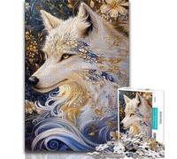 Puzzles for Adults And Teenagers Fantasy Animal White Wolf 1000 Pieces for Adults,Fun Games Every Piece Is Unique - Challenging Family Fun Game 38x26cm