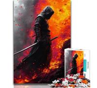 Puzzles for Adults And Teenagers Fantasy Samurai Ninja,Stress Reliever Difficult Challenge with Matching Poster And Trivia Sheet (38x26cm)