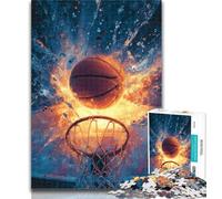 Puzzles for Adults And Teenagers Flame Basketball Teenager Jigsaw,Challenging Game for The Whole for Women, Gifts for Men 50x75cm