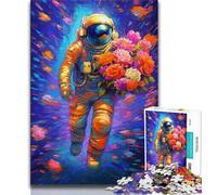 Puzzles for Adults And Teenagers Flower Astronaut,Educational Games Home Decoration Educational Game for Birthday,Chrismas (38x26cm)