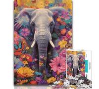 Puzzles for Adults And Teenagers Flowers And Elephants 1000 Pieces for Adults,Challenging Family Activity Games DIY Toy for Home Wall Decor Gifts 38x26cm