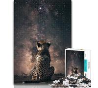 Puzzles for Adults And Teenagers Galaxy Cheetah Jigsaw,Educational Games Home Decoration Suitable for Desktop Decoration 50x75cm
