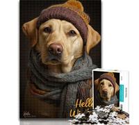 Puzzles for Adults And Teenagers Golden Retriever Wearing A Hat Jigsaw,Educational Games Home Decoration Suitable for Desktop Decoration 50x75cm