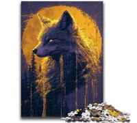 Puzzles for Adults And Teenagers Golden Wolf Fox Jigsaw,Educational Games Home Decoration Suitable for Desktop Decoration (38x26cm)
