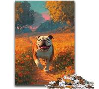Puzzles for Adults And Teenagers Happy English Bulldog 1000 Pieces for Adults,Fun Games Every Piece Is Unique - Challenging Family Fun Game (50x75cm)