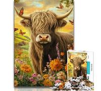 Puzzles for Adults And Teenagers Highland Cow,Challenging Game And Family Play Educational Game for Birthday,Chrismas (75x50cm)
