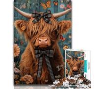 Puzzles for Adults And Teenagers Highland Cow,Stress Reliever Difficult Challenge with Matching Poster And Trivia Sheet (38x26cm)