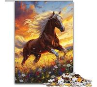 Puzzles for Adults And Teenagers Horses on The Grassland for Age 14+ Brain Teaser Game Best Gift for Adults And Teenagers 50x75cm