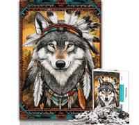 Puzzles for Adults And Teenagers Indian Wolf Adult Jigsaw,Challenging Game for Is Ideal As A Gift for The Whole Family (size 38x26cm)