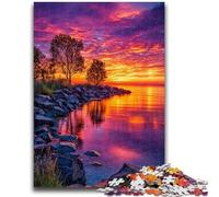 Puzzles for Adults And Teenagers Lake at Sunset 1000 Pieces for Adults,Fun Games Every Piece Is Unique - Challenging Family Fun Game (38x26cm)