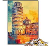 Puzzles for Adults And Teenagers Leaning Tower of Pisa at Sunset, Learning Educational Toys Family Games Unique Birthday And Gifts (Size 50x75cm)