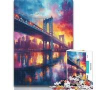 Puzzles for Adults And Teenagers Manhattan Bridge Teenager Jigsaw,Challenging Game for The Whole for Women, Gifts for Men 26x38cm