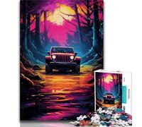 Puzzles for Adults And Teenagers Neon Car in Nature Adult Jigsaw,Challenging Game for Is Ideal As A Gift for The Whole Family (size 75x50cm)