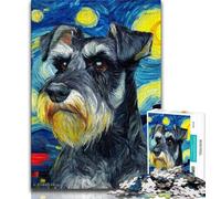 Puzzles for Adults And Teenagers Night Sky Schnauzer Teenager Jigsaw,Stress Reliever Difficult Challenge Unique Home Decor And Gifts 38x26cm