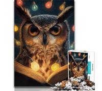 Puzzles for Adults And Teenagers Owl Reading A Book,Stress Reliever Difficult Challenge with Matching Poster And Trivia Sheet (38x26cm)