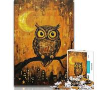 Puzzles for Adults And Teenagers Owl Under The Moon,Help The Brain Exercise Addictive Toys to Cultivate Patience Perfect Decoration 75x50cm