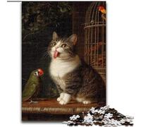 Puzzles for Adults And Teenagers Parrot And Cat, Family Game Stress Reliever Difficult Challenge Enhance Love between Couples (Size 26x38cm)