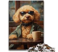 Puzzles for Adults And Teenagers Poodle Drinking Coffee for Educational Game Challenge Toy Artists Collection, Fine Art 26x38cm