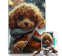 Puzzles for Adults And Teenagers Poodle Playing Violin Adult Jigsaw,Challenging Game for Is Ideal As A Gift for The Whole Family (size 75x50cm)
