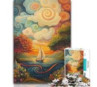 Puzzles for Adults And Teenagers Psychedelic Boat Teenager Jigsaw,Challenging Game for The Whole for Women, Gifts for Men 50x75cm