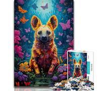 Puzzles for Adults And Teenagers Psychedelic The Hyena,Educational Family Game Wall Decoration Unique Birthday And Xmas Gifts (38x26cm)