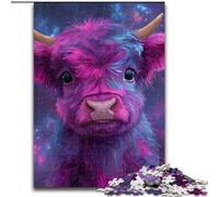 Puzzles for Adults And Teenagers Purple Highland Cow, Game Toys Every Piece Is Unique - Challenging Family Fun Game for for Age 14 (Size 26x38cm)