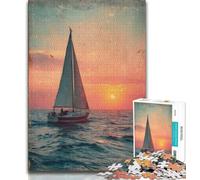 Puzzles for Adults And Teenagers Sailboat Sailing The Ocean,Challenging Game And Family Play Educational Game for Birthday,Chrismas (38x26cm)