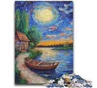 Puzzles for Adults And Teenagers Sailboat Under The Night Sky Teenager Puzzles,Interesting Stress Reduction Parent-child Interaction (26x38cm)