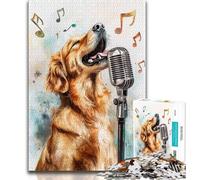 Puzzles for Adults And Teenagers Singing Golden Retriever 1000 Piece Jigsaw,Challenging Game Gifts for Is Ideal As A Gift for The Whole Family (size 38x26cm)