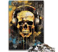 Puzzles for Adults And Teenagers Skeleton Wearing Headphones Teenager Puzzles,Interesting Stress Reduction Parent-child Interaction (50x75cm)