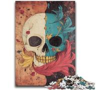 Puzzles for Adults And Teenagers Skull Feathers Suitable for Ages 14 And Up Suitable for Couples Gifts for Friends And Family 50x75cm