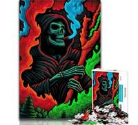 Puzzles for Adults And Teenagers Smoke Skull 1000 Pieces for Adults,Fun Games Every Piece Is Unique - Challenging Family Fun Game 38x26cm