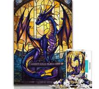 Puzzles for Adults And Teenagers Stained Glass Flying Dragon 1000 Piece Jigsaw,Challenging Game Gifts for Is Ideal As A Gift for The Whole Family (size 75x50cm)