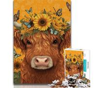 Puzzles for Adults And Teenagers Sunflower Yak Baby 1000 Piece Puzzle,Educational Family Game Suitable for Desktop Decoration (size 38x26cm)