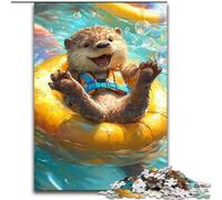 Puzzles for Adults And Teenagers Swimming Otter, Family Game Stress Reliever Difficult Challenge Enhance Love between Couples (Size 26x38cm)