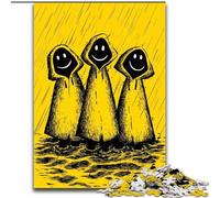 Puzzles for Adults And Teenagers Three Children in Raincoats, Learning Educational Toys Family Games Unique Birthday And Gifts 26x38cm