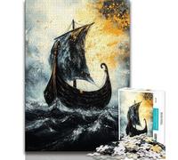 Puzzles for Adults And Teenagers Viking Drakkar Boat Teenager Jigsaw,Stress Reliever Difficult Challenge Unique Home Decor And Gifts 75x50cm