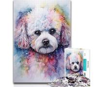Puzzles for Adults And Teenagers Watercolor Bichon Frise Teenager Jigsaw,Challenging Game for The Whole for Women, Gifts for Men 50x75cm