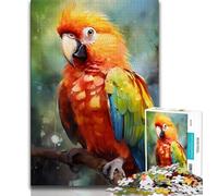 Puzzles for Adults And Teenagers Watercolour Parrot Puzzles for Adults,with Matching Poster And Trivia Sheet for And Age 14 Years Up 26x38cm