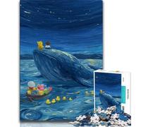 Puzzles for Adults And Teenagers Whales in The Night Sky Adult Jigsaw,Challenging Game for Is Ideal As A Gift for The Whole Family (size 75x50cm)