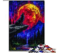 Puzzles for Adults And Teenagers Wolf Under The Moon, Toys Educational Games Stress Relieving Enhance Love between Couples (Size 26x38cm)