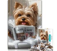 Puzzles for Adults And Teenagers Yorkshire Terrier Taking A Bath Puzzles for Teenagers,Stress Reliever Difficult Challenge Secret Santa Gifts (size 38x26cm)