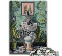 Puzzles for Adults And Teenagers Zebra on The Toilet 1000 Pieces for Adults,Fun Games Every Piece Is Unique - Challenging Family Fun Game (38x26cm)