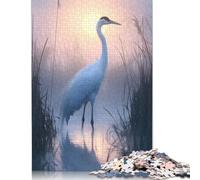 Puzzles for Adults And White Crane at Sunrise 500 Piece Jigsaw Puzzle Game Wooden Puzzle for Adults & for Age 18 And Up Brain Teaser Game 500pcs (52x38cm)