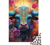 Puzzles for Adults Animal Buffalo 500 Piece Jigsaw Puzzles Wood Jigsaw for Adults And Age 18 Years Up Impossible Puzzle 500pcs (52x38cm)