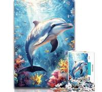 Puzzles for Adults Animal Dolphin Puzzles for Adults 1000 Pieces,Birthday Present, Gifts, Wall Art for And Age 14 Years Up 50x75cm