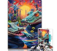 Puzzles for Adults Animal Nile Crocodiles 1000 Pieces Jigsaw Puzzles for Adults And Teens,gifts for Friends And Family for Age 14 26x38cm