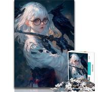 Puzzles for Adults Anime Crow Girl Adult Jigsaws 1000 Piece,with Fully Interlocking Randomly Shaped Pieces for And 14 Years Old (26x38cm)